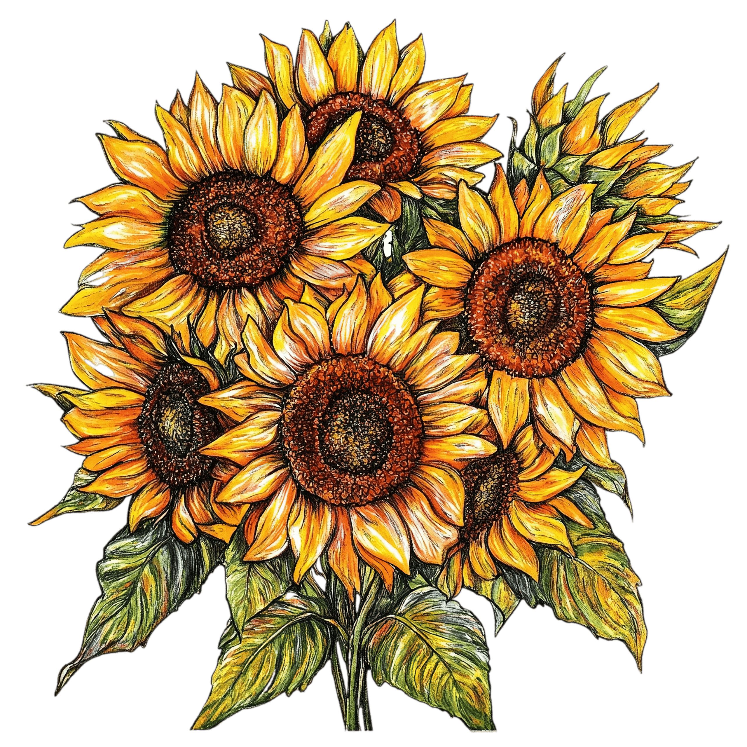 —pngtree—png sunflower van gogh stamp 20954319